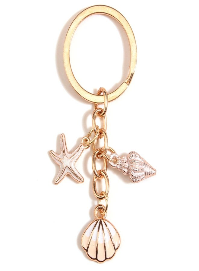 POYAMUSE Seashell and Starfish Keychain - Beach-Themed Keychain for Women, Starfish and Seashell Design - Conch - Image 1